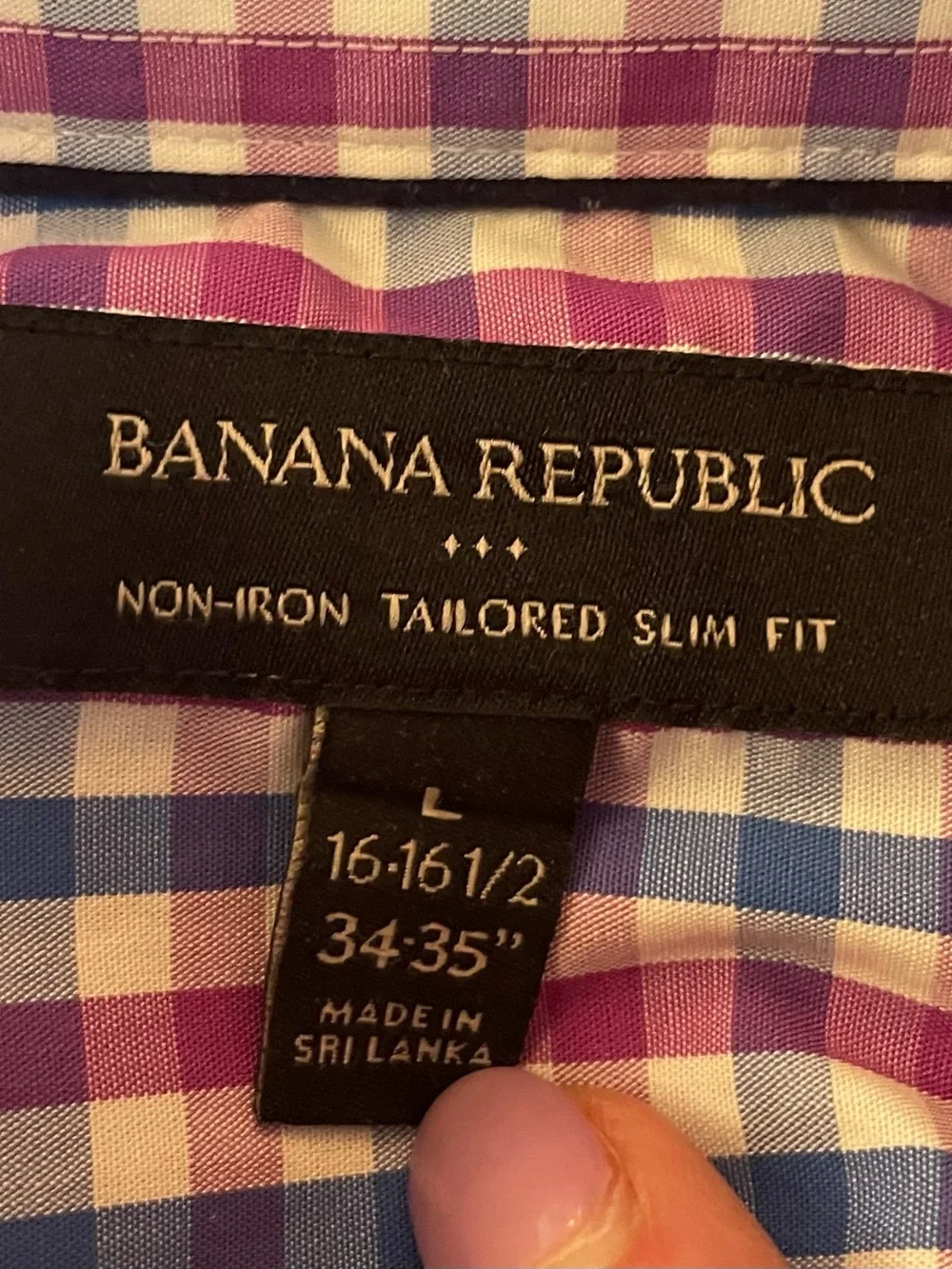 Banana Republic Blue and Purple Check Button-Up Dress Shirt